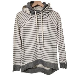 Maurices Womens Medium Mock Neck Asymmetrical Striped Zipper Pullover Hoodie